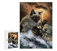 Puzzles para adultos, 300 piezas Cat Storms The Seas Puzzles para adolescentes, juguetes de bricolaje, regalos para mujeres, también como regalo para toda la familia, 300 piezas