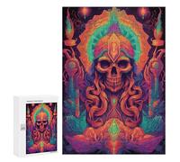 Puzzles para adultos, 300 piezas, rompecabezas de arte de calavera vibrante para adolescentes, juegos de pensamiento, murales, regalos de Navidad y cumpleaños, 300 piezas