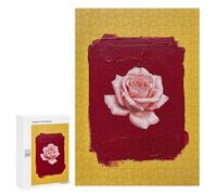 Puzzles para adultos 300 Puzzles Pink Rose on Red and Yellow Puzzles para adultos Juegos en familia Anti-Stress Interacción Padre-Hijo, 300 PCS
