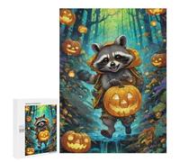 Puzzles para adultos 500 PCS Halloween Raccoon en el bosque -1 rompecabezas para adultos, juguetes, decoración de pared, regalos para mujeres, gran regalo para juegos, 500 piezas