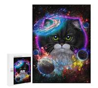 Puzzles para adultos, 500 piezas, Retrato de gato cósmico, 6 rompecabezas para adultos, juguete antiestrés, montaje de patrones, actividades divertidas para el hogar, 500 unidades