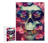 Puzzles para adultos, 500 piezas, rompecabezas de calavera con flores y mariposas rompecabezas para adultos, juego mental, análisis y lógica, regalos de cumpleaños y regalos únicos, 500 unidades