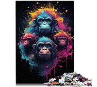 Puzzles para adultos de 1000 piezas dibujando una familia de monos juego educativo desafío juguete ilustración regalo adecuado para adolescentes de 14 años y mayores 26x38cm