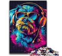 Puzzles para Adultos de 1000 Piezas Shih Tzu neón para niños a Partir de 14 años Toda la Familia 50x75cm