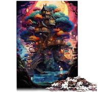 Puzzles para adultos Fantasy Tree House Puzzle 1000 piezas 14.96 pulgadas x 20.47 pulgadas Rompecabezas de cartón Adolescentes y Niños que aprenden Puzzle educativo