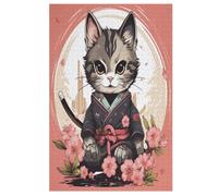 Puzzles para adultos, gato samurái, rompecabezas de 1000 piezas para adultos y niños a partir de 12 años, puzzles de madera para decoración del hogar, 78 × 53 cm