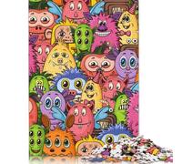 Puzzles para adultos monstruos de dibujos animados coloridos rompecabezas de madera 500 piezas para adultos y 18 años y más magníficos regalos para Navidad 500 piezas (52 x 38 cm)