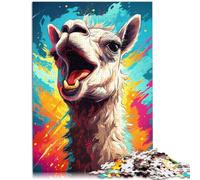 Puzzles para adultos Pintura Color alpaca Puzzle de 1000 piezas 14.96 pulgadas x 20.47 pulgadas Rompecabezas de cartón para adultos y niños a partir de 14 años Juguetes Anti-Stress