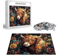 Puzzles para Adultos, Puzzle 1500 Piezas Ganado de Las Tierras Altas Rompecabezas Adultos Pieza de Madera Juegos, Obra de Arte de Juego de Rompecabezas, Jigsaw Puzzle Animal para Decor 87x57cm D-169