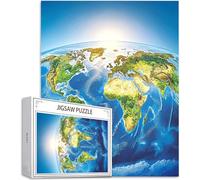 Puzzles para Adultos, Puzzle 3000 Piezas Azul Rompecabezas Adultos Pieza de Madera Juegos, Obra de Arte de Juego de Rompecabezas, Jigsaw Puzzle Mapa del Mundo para Decoración del Hogar 122x81cm D-758