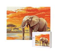 Puzzles para Adultos, Puzzle de 2000 Piezas - Elephant Sunset, Moderno DIY Obra de Arte de Juego de Rompecabezas para Adultos, Rompecabezas de Impresión de Alta Definición Multicolor, Regalo, Q-77