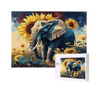 Puzzles para Adultos, Puzzle de 3000 Piezas - Elephant Girasol, Moderno DIY Obra de Arte de Juego de Rompecabezas para Adultos, Rompecabezas de Impresión de Alta Definición Multicolor, Regalo, Q-70