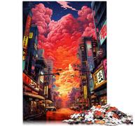 Puzzles para adultos y niños, rompecabezas de neón de la ciudad de Tokio para adultos, 1000 piezas, 50 x 75 cm, rompecabezas de madera para adultos, regalos, juguete educativo