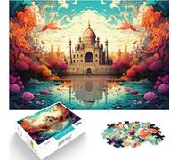 Puzzles para psicodeliismo colorido del Taj Mahal en la India Puzzle de Madera de 1000 piezas, regalo para toda la familia, 1000 piezas (50 x 75 cm)