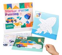Puzzles Pegatinas - Libro de autoadhesivo, 3D, kit de actividad creativa, aprendizaje animal, cerebro, juego de viaje infantil
