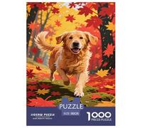 Puzzles Perro Golden Retriever 1000 Piezas De para Adultos, Puzzle Bosque Tranquilo Adultos, Rompecabezas Familiar Productos Lúdicos Creativos 38x26cm/1000pcs