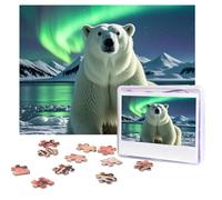 Puzzles - Rompecabezas de 500 piezas personalizados con luces del norte, oso polar, imagen desafiante con bolsa de almacenamiento, rompecabezas de fotos para adultos y bodas (52 x 38 cm)