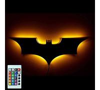 Puzzlos - Lámpara LED de pared con control remoto, luz nocturna colorida de Batman para dormitorio, KTV, pasillo, decoración de pared (batería)