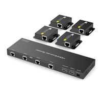 PVBCTCSID 1X4 Divisor Extensor HDMI Extender 4K30Hz sobre Cat6/7 hasta 165ft/50m 1080P hasta 60m/196ft Admite Salida en Bucle HDMI Gestión EDID