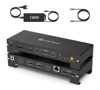 PVBCTCSID USB C Docking Station 15 en 1 Thunderbolt Docking Station 3 Pantalla 4K60Hz 100W Carga para Portátil, 10Gbps USB-C/A, MicroSD y SD, 3,5mm Compatible con Portátiles Mac Windows