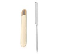 PVBN - Espátula de maquillaje de acero inoxidable, espátula de maquillaje de metal coreano para cara, base, herramienta de maquillaje cosmético facial para principiantes, barra de mezcla (plata) 09