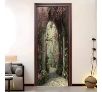 Pvc Adhesivo Pegatinas para Puertas Impermeable Extraíble Flores RomáNticas Del Campo Vinilos Puerta Pegatina De Color Claro Pared Murales Para Cocina Decorativos Hogar Arte 86x200 cm