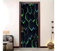 Pvc Adhesivo Pegatinas para Puertas Impermeable Extraíble GeometríA Abstracta De Panal Vinilos Puerta Pegatina Negro Pared Murales Para Cocina Decorativos Hogar Arte 95x215 cm