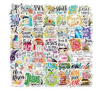 PVC Faith - 5.5-8.5 Cm 50 Bible Sticker Set | Inspirational Christian Quotes Waterproof Decal | Positive Energy Affirmation For Journaling | Laptop Water Bottle Scrapbook