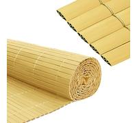 PVC - imitación de bambú - Resistente a la intemperie - Láminas reforzadas en forma de W y bridas - Divisor de balcón exterior - 160 x 700 cm - Verde