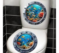 PVC impermeable coral y pescado etiqueta engomada de la pared para la decoración del cuarto de baño compatible con cerámica y