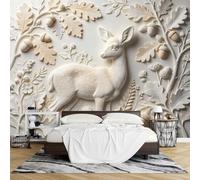 PVC Mural Pared con Relieve 3D Ciervo Autoadhesivo 140 x 210 cm Efecto Relieve Resistente Al Agua Ideal para Decorar Paredes Salas Estar Dormitorios.