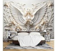 PVC Papel Pintado Autoadhesivo con Alas Ángel Relieve 3D 100 x 150 cm Mural Pared con Efecto Flores Iris Removible e Impermeable para la Decoración Paredes Sala Estar Dormitorio.