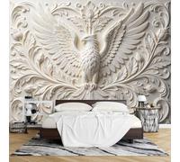 PVC Papel Pintado Autoadhesivo Relieve 3D 120 x 180 cm Mural Pared Efecto Águila Alas Extendidas Removible e Impermeable Decoración Moderna para Sala Estar Dormitorio.