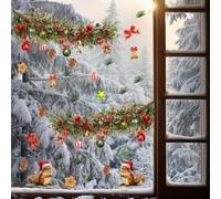 PVC resistente Christmas For as WFor all For y pegatinas de ventana con diseños festivos, adecuado para VFor arious SurfFor ases to CreFor a Cozy HolidFor ay For atmosphere