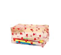 PVC Transparent Waterproof Makeup Bag Storage Cosmetic Bag Portable Bathroom Supplies(Red)