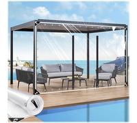 Pvc Transparente Lona Impermeable Paneles Laterales Con Cremallera,0,3mm De Espesor Lona,Cortina De Vinilo Transparente De Alta Resistencia Con Ojales,Para Terrazas Pérgola,WxH-6x2.3m/19.7x7.2ft