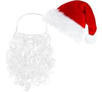 PVFZXS 2 gorros de Papá Noel, disfraz de Papá Noel, gorros de Papá Noel, barba de Papá Noel, gorro de Navidad con barba para adultos, disfraz de Papá Noel