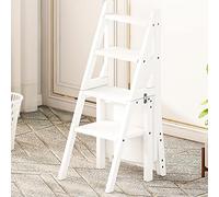 PVGYUJFD Drabiny składane, Silla de Taburete Escalera Madera 4 escalones, Plegable portátil, Biblioteca Multifuncional Boo(A)