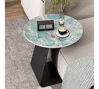 PVGYUJFD Estantería Mesita de Noche for Dormitorio con encimera losa Roca, Mesa Esquina Redonda for Sala Estar pequeña, pestaña Estante Multifuncional Soporte Hierro(Blue,60CM)