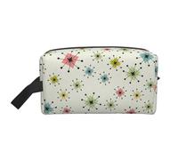 pvinnk Atomic Stars - Bolsa de maquillaje portátil con estampado retro de estrellas y asas de gran capacidad, Blanco, Talla única