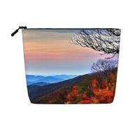 pvinnk Blue Ridge - Bolsa de maquillaje con estampado de montañas de una sola capa, organizador de cosméticos de viaje, gran capacidad con cremallera, Negro -, Talla única