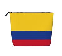 pvinnk Bolsa de maquillaje con estampado de bandera de Colombia, bolsa de maquillaje de una sola capa, organizador de cosméticos de viaje, gran capacidad, con cremallera, Negro -, Talla única