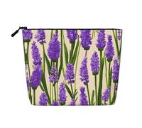 pvinnk Bolsa de maquillaje con estampado de sello de lavanda, bolsas de maquillaje de una sola capa, organizador de cosméticos de viaje, cremallera de gran capacidad, negro, talla única, Negro, One