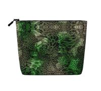 pvinnk Bolsa de maquillaje con estampado de serpiente verde, bolsas de maquillaje de una sola capa, organizador de cosméticos de viaje, gran capacidad con cremallera, Negro -, Talla única