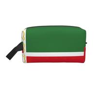 pvinnk Bolsa de maquillaje portátil con estampado de bandera de la República de Chechenia, bolsa de aseo de viaje con asas de gran capacidad, Blanco, Talla única