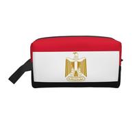 pvinnk Bolsa de maquillaje portátil con estampado de bandera egipcia, bolsa de aseo de viaje con asas de gran capacidad, Blanco, Talla única