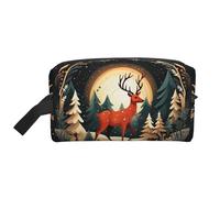 pvinnk Bolsa de maquillaje portátil con estampado de ciervos de Feliz Navidad, bolsa de aseo de viaje con asas de gran capacidad, Blanco, Talla única