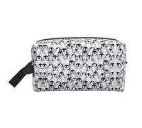 pvinnk Bolsa de maquillaje portátil con estampado de pingüinos lindos y con asas de gran capacidad, Blanco, Talla única