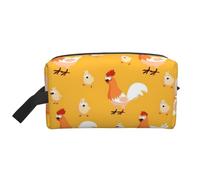 pvinnk Bolsa de maquillaje portátil con estampado de pollito, bolsa de aseo de viaje con asas de gran capacidad, Blanco, Talla única