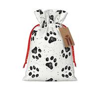 pvinnk Bolsas de regalo con estampado de huellas de perro, con cordón de Navidad, bolsas de envoltura de Navidad, lazos de cinta, etiquetas, bolsa de fiesta de Navidad